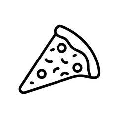 Black and White Outline Fast Food and Street Food Icons &mdash; Burger, Hot Dog, Pizza Slice, Whole Pizza, Taco, Sandwich, French Fries, Fried Chicken Drumstick, Sushi Roll, Noodles in Takeout Box, Kebab Sk