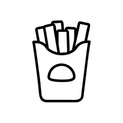Black and White Outline Fast Food and Street Food Icons &mdash; Burger, Hot Dog, Pizza Slice, Whole Pizza, Taco, Sandwich, French Fries, Fried Chicken Drumstick, Sushi Roll, Noodles in Takeout Box, Kebab Sk