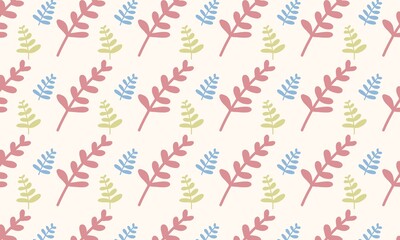 Pastel color leaf pattern vector background