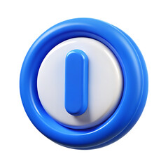 3D Rendered Blue and White Power Button Icon.