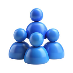 A team of five blue stylized people icons arranged hierarchically.