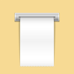 Printed sale receipt, shopping paper prints,  bill atm check vector mockup. Blank check vector template