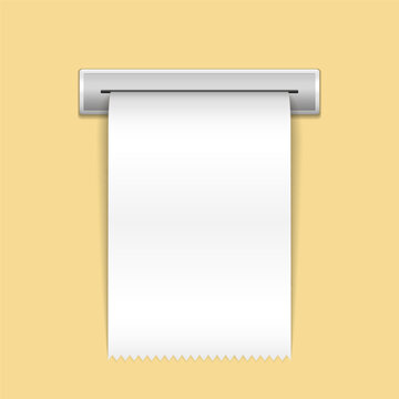 Printed sale receipt, shopping paper prints,  bill atm check vector mockup. Blank check vector template