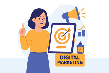 Digital marketing flat illustration concept. Vector illustration in flat style of Product promotion abstract concept vector illustrations.