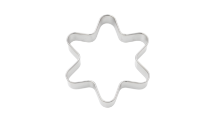 Metal star shaped cookie cutter for baking and holiday treats on the transparent background