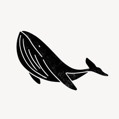 Fototapeta premium Black whale clipart, sea animal illustration