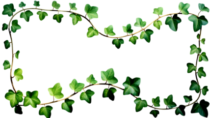 Green ivy vine forming a decorative border isolated on transparent background
