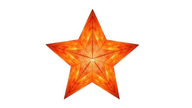 Bright orange geometric star lamp isolated on the transparent background for festive decor and modern holiday design - Powered by Adobe