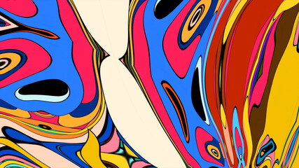 Obraz premium Close up of swirling vibrant colors creating an abstract fluid, and psychedelic pattern design effect 