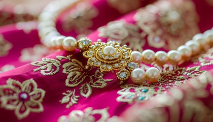 Raksha Bandhan Jewelry Style Rakhi with Pearls and Golden Beads for Festival Celebration