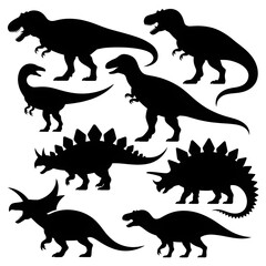 Collection of diverse prehistoric dinosaur silhouettes ready for educational projects or creative designs.