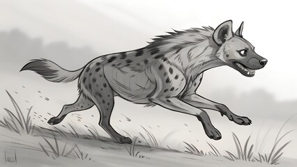 Digital Sketch of a Hybrid Canine Creature in Motion.