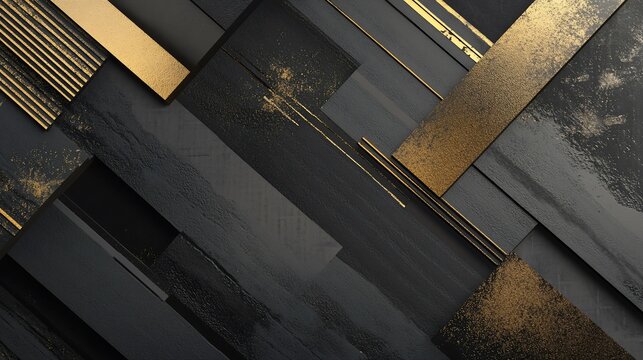 Sophisticated black and gold abstract design with smooth textured geometric elements