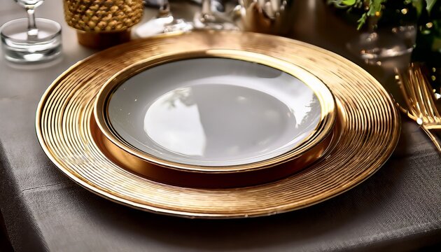 elegant gold rimmed plate antique charger plate decorative dinnerware fine dining table setting for formal meals