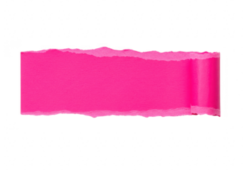 Bright pink torn paper edge with a rough, jagged texture, isolated on a transparent background, offering ample copy space for design elements