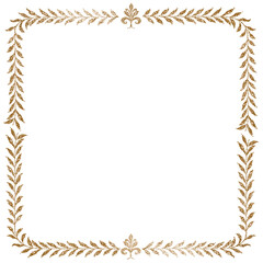 Vintage gold floral transparent frame, featuring public domain artworks