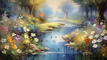 Summer nature flowers garden landscape