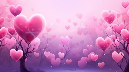 Background with red hearts, greeting valentine