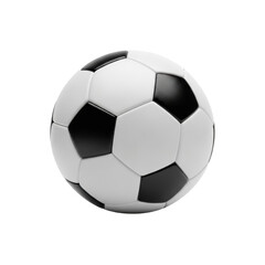 Fototapeta premium A brand new, pristine classic black and white soccer ball with hexagonal and pentagonal panels, clean seams, isolated and centered on a transparent studio background with even lighting, professional