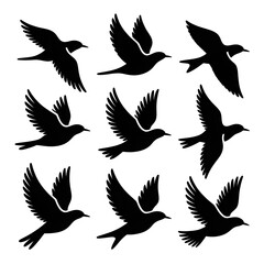 Obraz premium Graceful silhouettes of nine birds in flight capture freedom and natural beauty for your designs