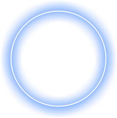 A glowing blue neon circle, creating a futuristic round frame with a luminous light effect.