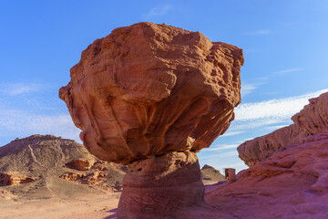 Mushroom rock formation in Timna desert park