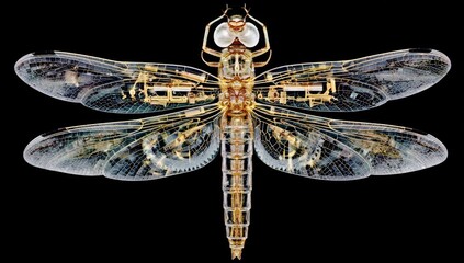 Detailed dragonfly, intricate wings