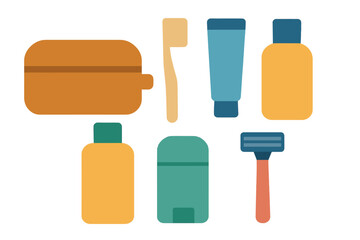 Daily grooming essentials with toiletries and a toothbrush arranged neatly on a flat surface