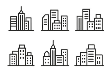 Fototapeta premium Modern urban skyline features various architectural designs showcasing city life and commerce during daylight