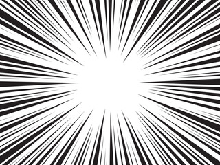 Obraz premium Manga comic explosion, motion or movement effect, vector background. Manga anime cartoon radial speed lines and abstract pattern for comic book burst, flash ray or explode bang action.
