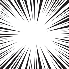 Obraz premium Manga comic explosion, motion or movement effect, vector background. Manga anime cartoon radial speed lines and abstract pattern for comic book burst, flash ray or explode bang action.