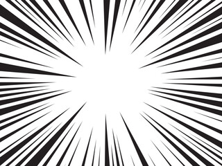 Obraz premium Manga comic explosion, motion or movement effect, vector background. Manga anime cartoon radial speed lines and abstract pattern for comic book burst, flash ray or explode bang action.