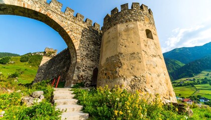 Ancient stone fortress gate