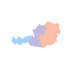 Fototapeta premium Austria vector map with clear political boundaries in pastel palette
