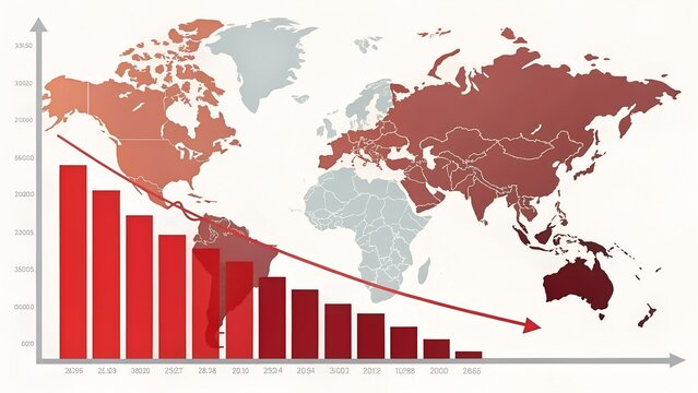  Global Economic Growth Illustrated with Red Bar Graph and World Map. - Powered by Adobe