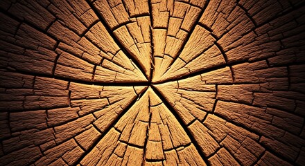 Fototapeta premium Close up of weathered wood grain pattern with radial lines