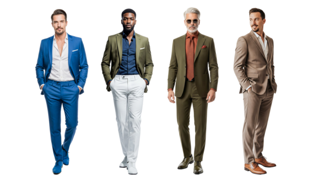 group of business man in suit standing isolated on white