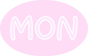 Pastel Pink Oval Monday Icon – Minimal Weekday Abbreviation Clipart PNG