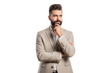 portrait of a thinking businessman isolated on white