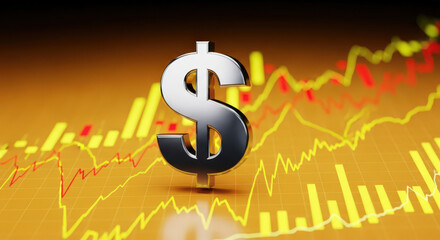 Dollar Sign and Financial Market Analysis A Visual Representation of Currency Value and Investment Trends in the Global Economy for Financial Growth