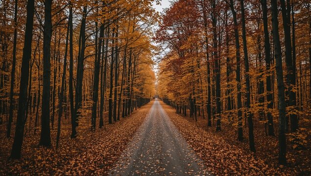 Generative AI, Autumn Forest Path