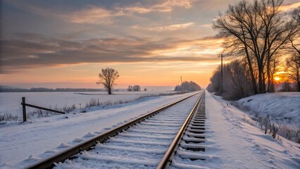 Fototapeta premium railway in winter