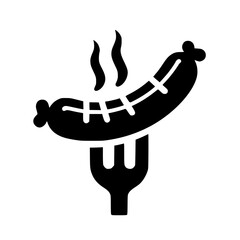 Grilled Sausage on Fork Silhouette