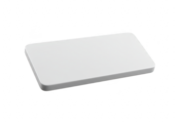 Blank white plastic card with rounded corners, isolated on transparent background