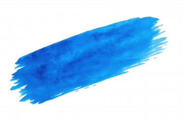 Vibrant blue watercolor stroke sweeping diagonally across transparent backdrop, adding dynamic visual energy to graphic compositions