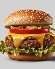 hamburger on a plate with cheese