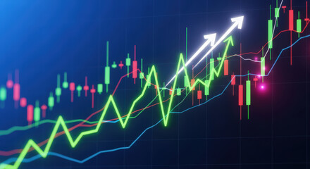 Ascending Market Trend Stock Market Chart Displaying Upward Movement with Bullish Signals Indicating Positive Growth and Investment Opportunities for Traders