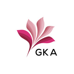 GKA Modern Pink Floral Logo Design on White Background, GKA Later Logo, Abstract Pink Flower Petals Logo with Typography
