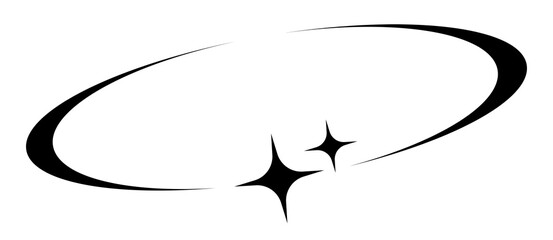 PNG Elegant swoosh with sparkling stars, transparent background