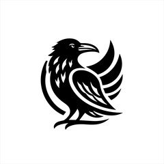 Obraz premium Stylized black raven bird logo design